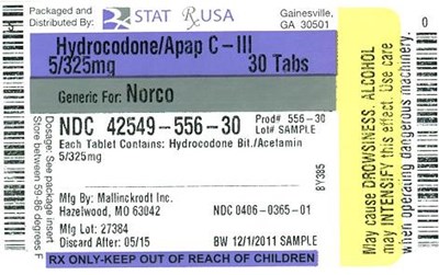 Principal Display Panel - 5 mg/325 mg bottle - HB APAP 5 325mg Label 42549